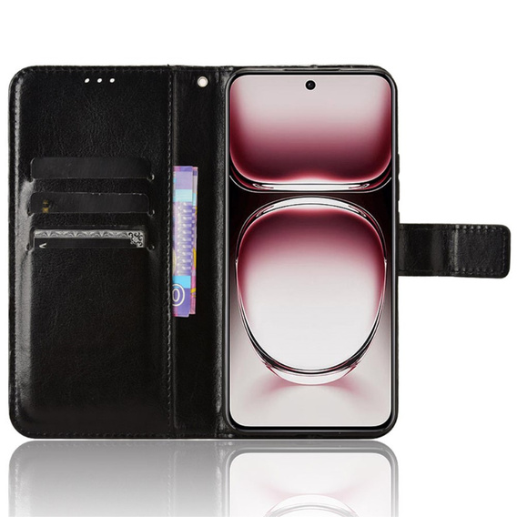 Футляр з клапаном для Oppo Reno 12, Crazy Horse Wallet, чорний