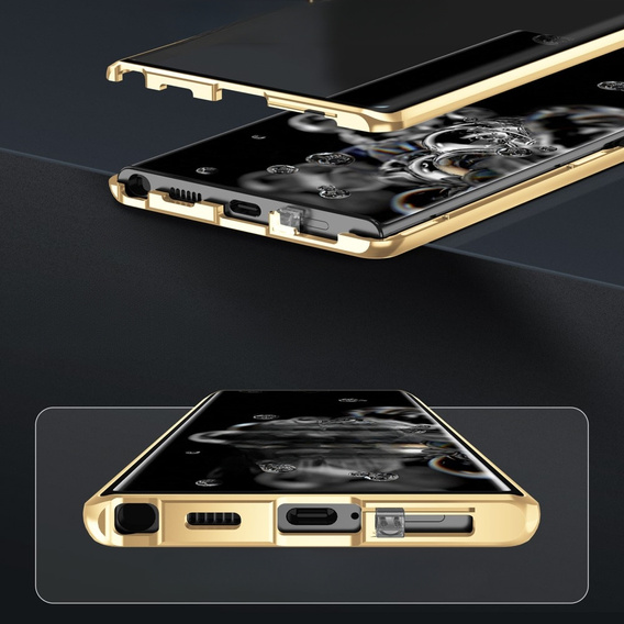 Чехол для Samsung Galaxy S23, Magnetic Dual Glass, золотой