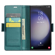 Чехол для Samsung Galaxy S24 Ultra, ERBORD Glossy Litchi, кошелек с клапаном, зелёный