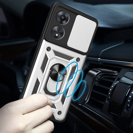 Чехол NOX Camera Slide Oppo A78 5G, CamShield Slide, серебро