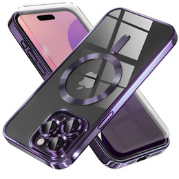 Чехол для iPhone 16 Pro, Electro MagSafe, фиолетовый + стекло для экрана
