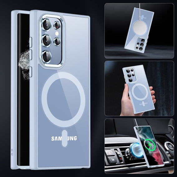 Чехол ERBORD MagSafe для Samsung Galaxy S22 Ultra 5G, Hybrid Case, Blue