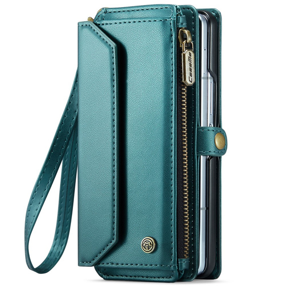 Чохол CASEME для Samsung Galaxy Z Fold6 5G, RFID Leather Wallet з плечовим ременем, зелений