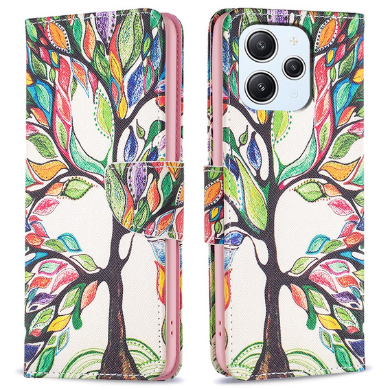 Откидной чехол для Xiaomi Redmi 12 4G, Wallet, tree of life, белый