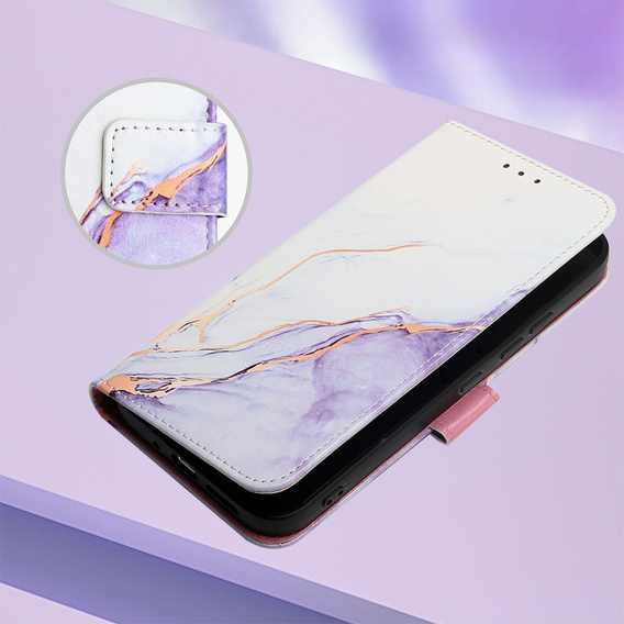 Чохол-книжка для Xiaomi Redmi Note 13 Pro 4G / Xiaomi Redmi Note 14S / Xiaomi Poco M6 Pro 4G, Wallet, Marble фіолетовий