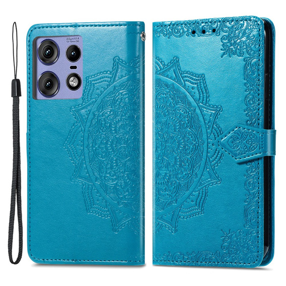 Откидной чехол для Motorola Edge 50 Pro, Mandala, синий