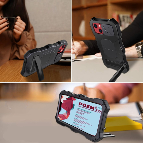 Броньований чохол для iPhone 14, Metal Kickstand, чорний
