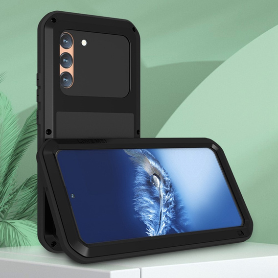 Чoхол Love Mei до Samsung Galaxy S22+ Plus, armored with glass, чорний