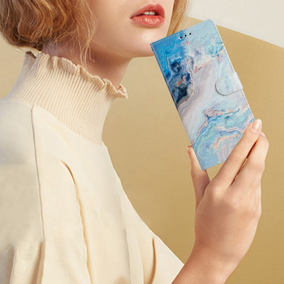 Откидной чехол для Xiaomi Redmi Note 12S, Wallet Marble, синий