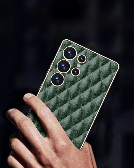 Чохол для Samsung Galaxy S25 Ultra, Leather Rhombus, зелений