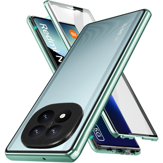 Чехол для Xiaomi Redmi Note 14 Pro+, Magnetic Dual Glass, зелёный