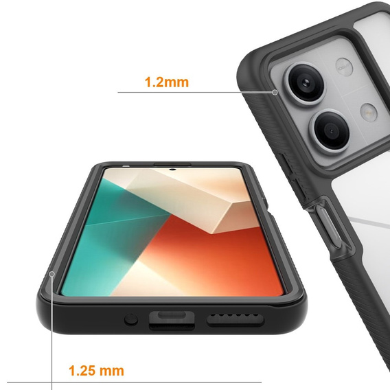 Чoхол Shockproof до Xiaomi Redmi Note 13 5G, із захисним екраном, чорний