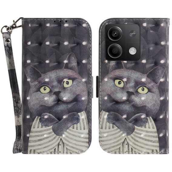 Откидной чехол для Xiaomi Redmi Note 13 5G, Wallet, Cat серый