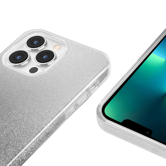 Чехол Glitter Case до iPhone 13 Pro, Silver/Black