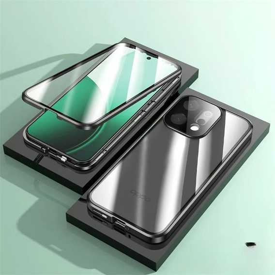 Чохол для Oppo Reno 14, Magnetic Dual Glass, прозорий з чорними боковинами