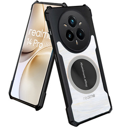 Чехол для Realme 14 Pro+ 5G, с магнитной пластиной, прозрачный / черный