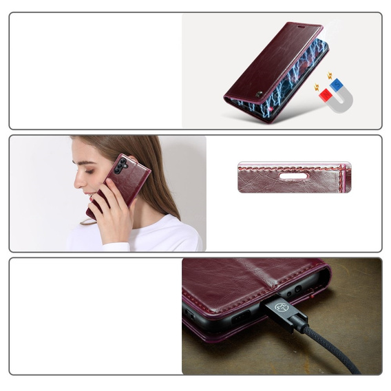 Флип-кейс CASEME для Samsung Galaxy A34 5G, Waxy Textured, красный