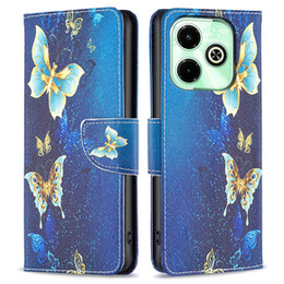Откидной чехол для Infinix Hot 40i, Wallet, Butterflies синий