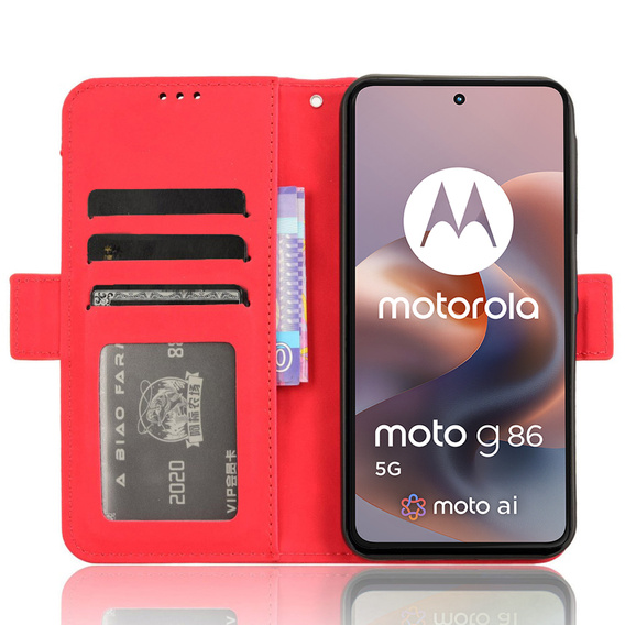 Откидной чехол для Motorola Moto G86 Power 5G, Card Slot, красный