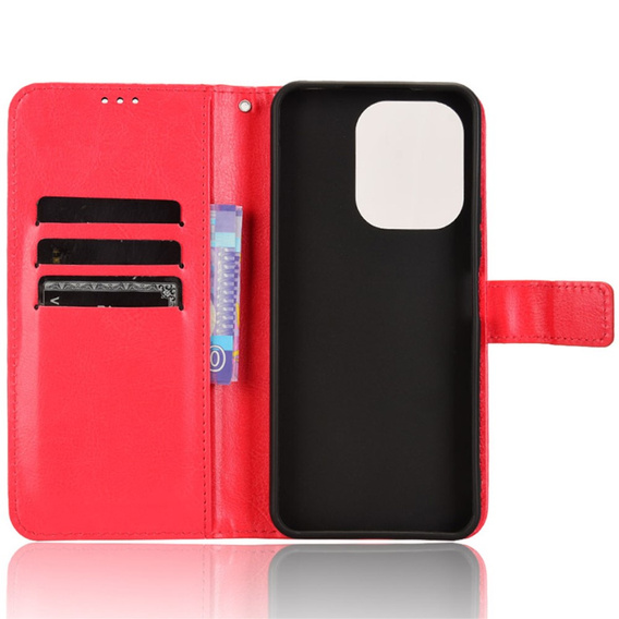 Футляр з клапаном для Xiaomi Redmi 13, Crazy Horse Wallet, червоний