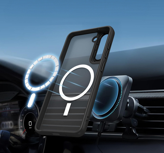 Чехол для Samsung Galaxy S21 FE, для MagSafe, ERBORD Matt Case, чёрный + стекло для экрана