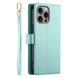 Откидной чехол для iPhone 16 Pro Max, Wallet Zipper Pocket, зелёный
