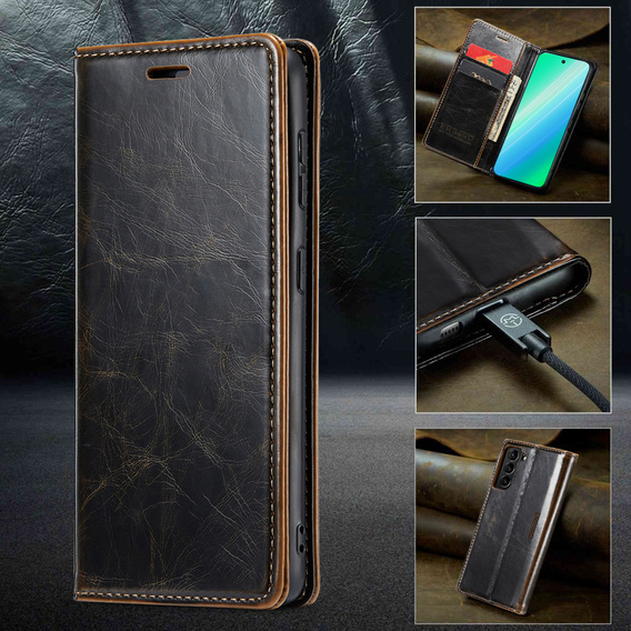 Чохол-книжка для Samsung Galaxy S23, ERBORD Waxy Wallet, коричневий