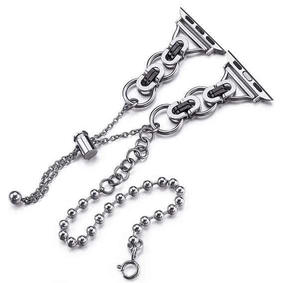 Жіночий браслет для Apple Watch 1/2/3/4/5/6/7/8/9/SE 38/40/41мм, срібло / чорний