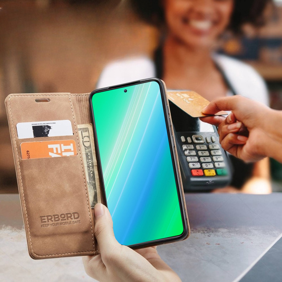 Чохол для Samsung Galaxy A54, ERBORD Vintage, гаманець з клапаном, коричневий