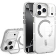 Чехол для iPhone 17 Pro, для MagSafe, с подставкой, прозрачный с серыми вставками