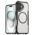 Чехол для iPhone 16, Fusion Hybrid Carbon, для MagSafe, чёрный