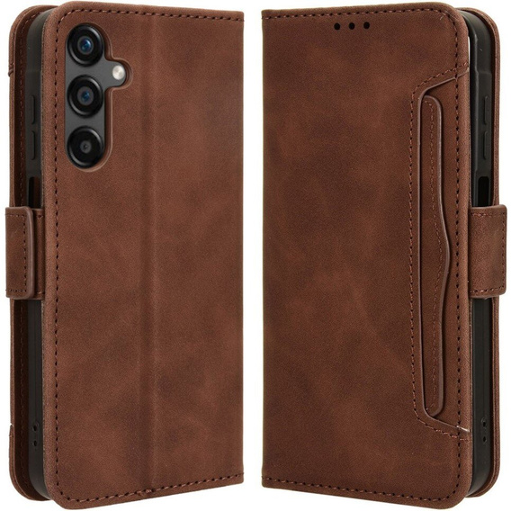 Футляр з клапаном для Samsung Galaxy M55 5G, Card Slot, коричневий