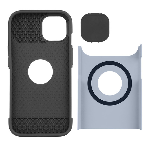 Чохол ERBORD MagSafe Cam Slider, синій + Скло для екрану для iPhone 13 / iPhone 14