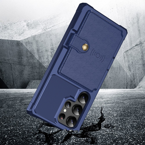 Чехол для Samsung Galaxy S24 Ultra Card Holder Kickstand, Card Holder Kickstand, синий