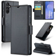 Чохол для Samsung Galaxy S25 FE, ERBORD Glossy Litchi, гаманець з клапаном, чорний