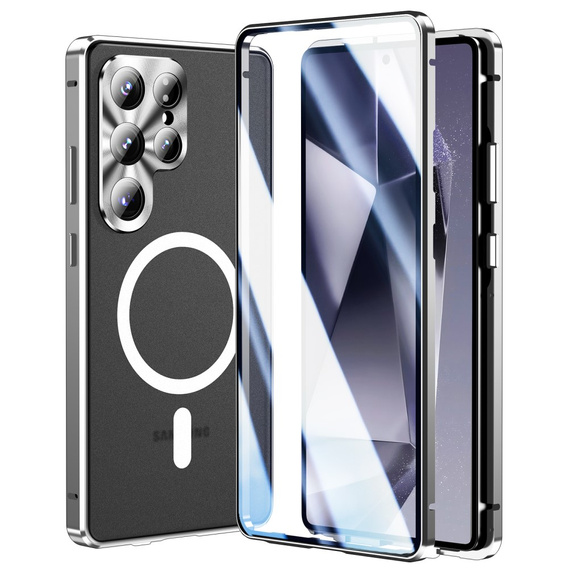 Магнітний чохол Dual Glass MagSafe для Samsung Galaxy S25 Ultra, сріблястий