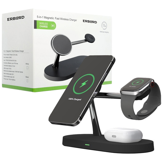 ERBORD 3в1 Бездротовий індуктивний зарядний пристрій з MagSafe для iPhone Apple Watch AirPods