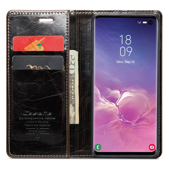 Флип-кейс CASEME для Samsung Galaxy S10+ Plus, Waxy Textured, кофе