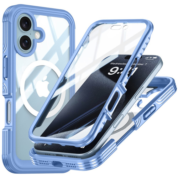 Чохол для iPhone 16 Plus, Shockproof, зі склом, для MagSafe, м'яти