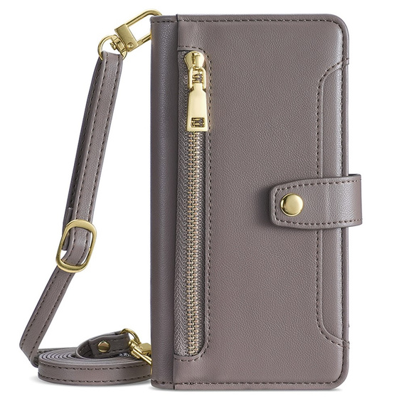 Откидной чехол для Samsung Galaxy A25 5G, Wallet Zipper Pocket, серый