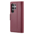 Чохол для Samsung Galaxy S24 Ultra, ERBORD Glossy Litchi, гаманець з клапаном, червоний
