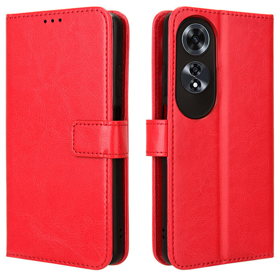 Футляр з клапаном для Oppo A60, Crazy Horse Wallet, червоний