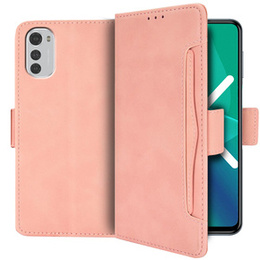 Откидной чехол для Motorola Moto E32 4G, Card Slot, розовый