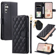Чохол-сумка для Samsung Galaxy S25 FE, Rhombus Crossbody Leather, чорний