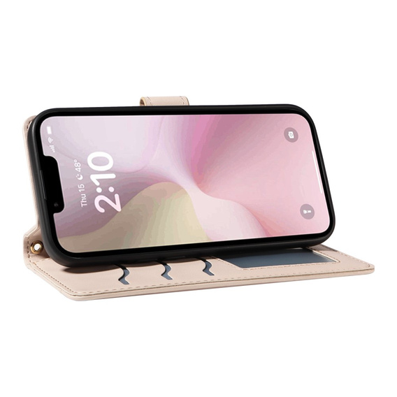 Чохол-сумка для iPhone 16E, Rhombus Crossbody Leather, бежевий