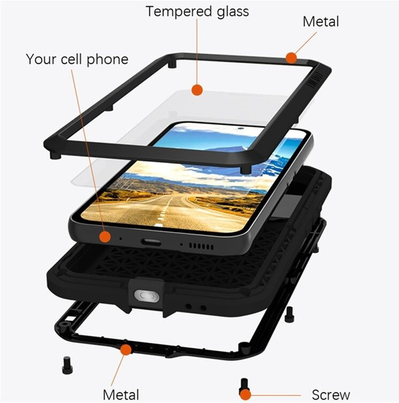 Чехол Love Mei до Samsung Galaxy A54 5G, armored with glass, чёрный