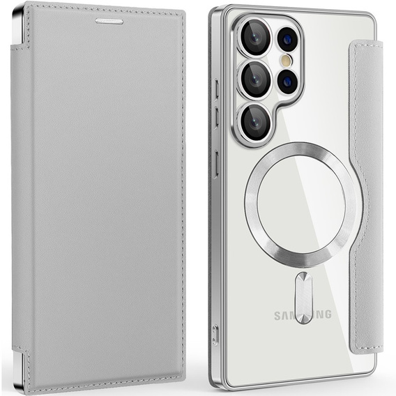 Чохол-книжка для Samsung Galaxy S25 Ultra, RFID Wallet MagSafe CamShield, сріблястий