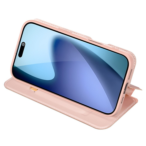 Чехол Dux Ducis для iPhone 17, Skin Pro, с клапаном, со слотом для карт, розовый