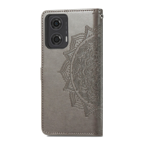 Откидной чехол для Motorola Moto E14, Mandala, серый