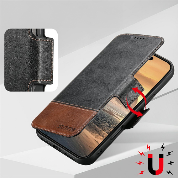 Чохол-фліп 2 в 1 для iPhone 17 Pro Max, SUTENI, для MagSafe, чорний